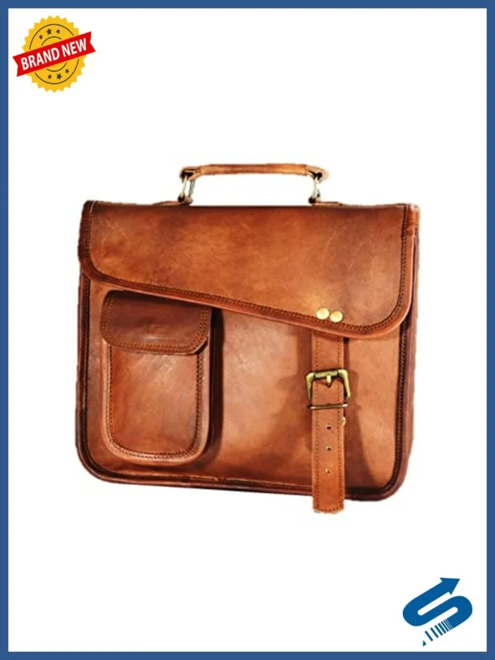 Men's Genuine Leather Small Briefcase Messenger Satchel for iPad Tablet